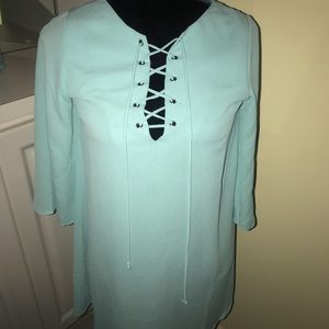 NWT!! Aqua  Lace Up Dress